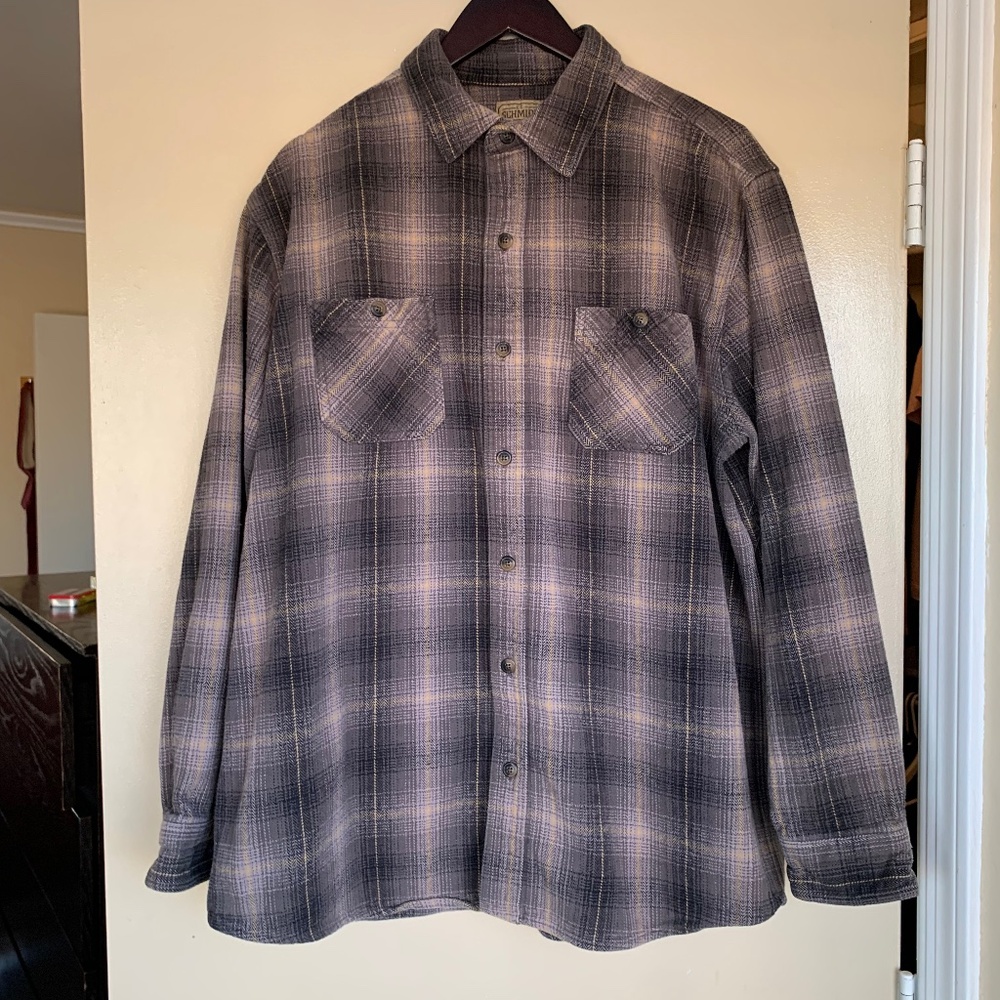 C.E. Schmidt Workwear Flannel Brown Plaid Button Down Shirt Sz. XLT